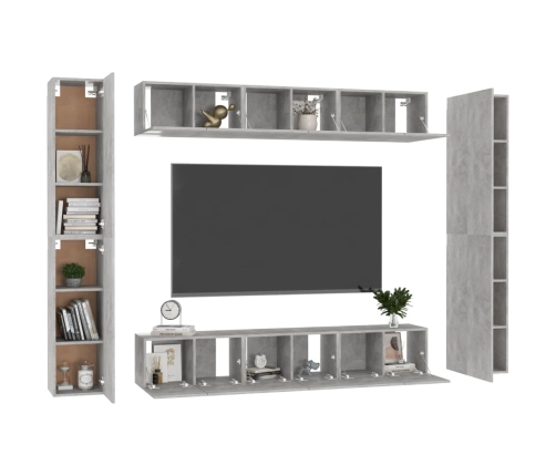 Set de muebles de salón 10 pzas madera ingeniería gris hormigón