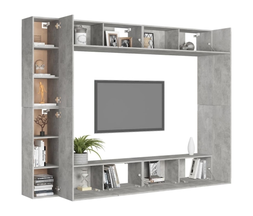 Set muebles de salón TV 8 pzas madera ingeniería gris hormigón