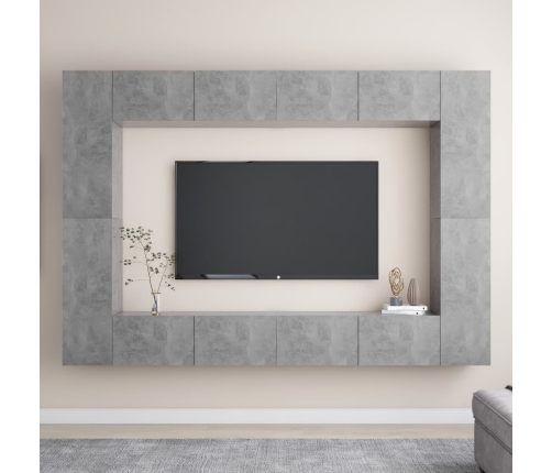 Set muebles de salón TV 8 pzas madera ingeniería gris hormigón