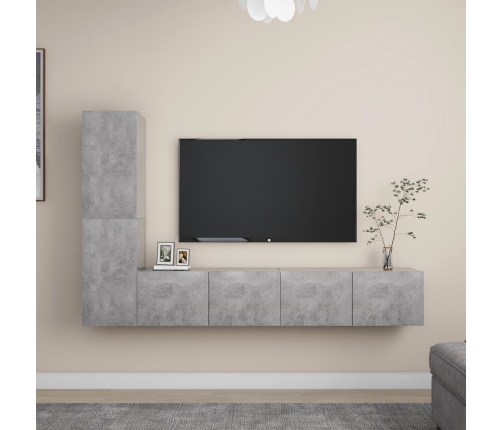 Set muebles de salón TV 4 pzas madera ingeniería gris hormigón