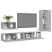 Set muebles de salón TV 4 pzas madera ingeniería gris hormigón