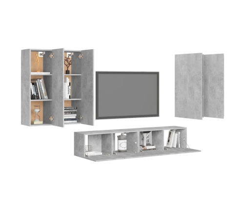 Set muebles de salón TV 6 pzas madera ingeniería gris hormigón