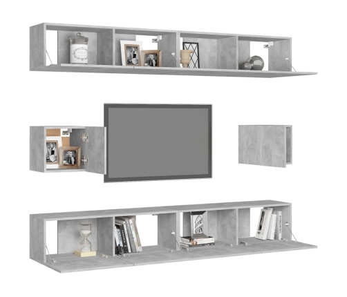 Juego de muebles de salón 6 piezas gris hormigón