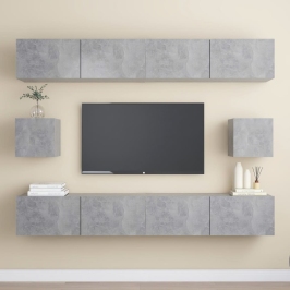 Juego de muebles de salón 6 piezas gris hormigón