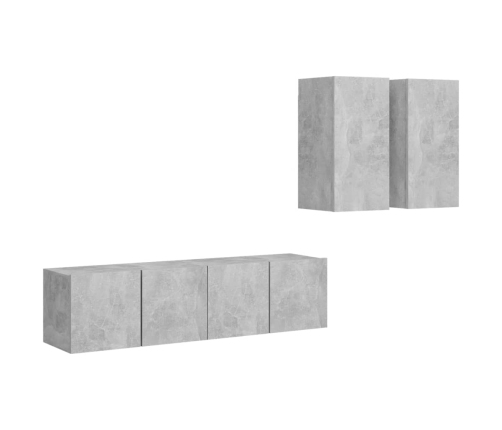 Set de muebles de salón 4 pzas madera ingeniería gris hormigón