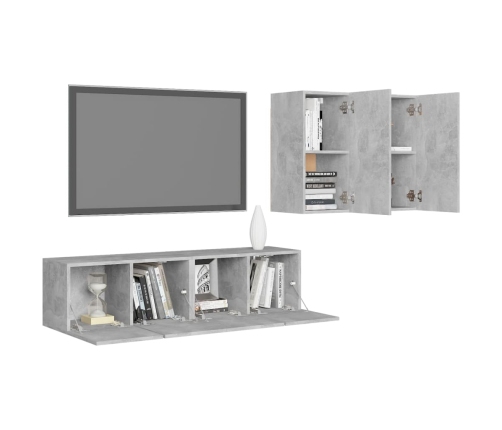 Set de muebles de salón 4 pzas madera ingeniería gris hormigón