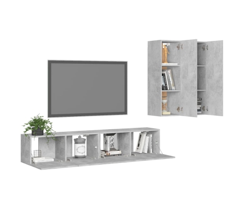 Set muebles de salón TV 4 pzas madera ingeniería gris hormigón