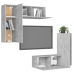 Set muebles salón TV 4 pzas madera ingeniería gris hormigón