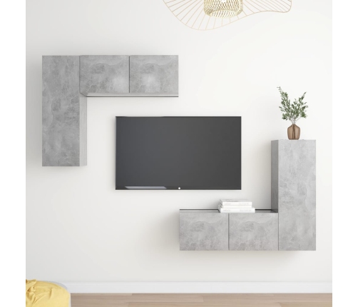 Set muebles salón TV 4 pzas madera ingeniería gris hormigón