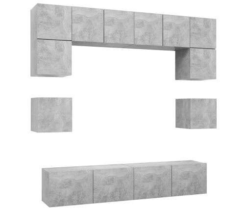 Set muebles de salón TV 8 pzas madera ingeniería gris hormigón