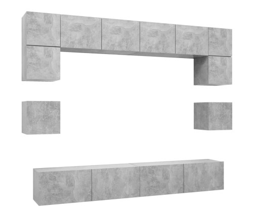 Set muebles de salón TV 8 pzas madera ingeniería gris hormigón