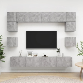 Set muebles de salón TV 8 pzas madera ingeniería gris hormigón