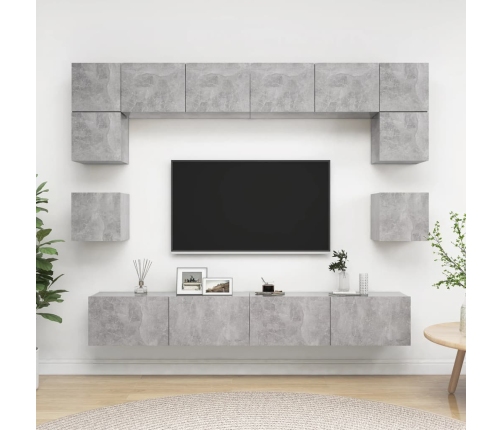 Set muebles de salón TV 8 pzas madera ingeniería gris hormigón