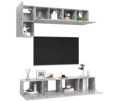 Set de muebles de salón 5 pzas madera ingeniería gris hormigón