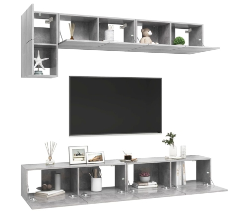 Set de muebles de salón 5 pzas madera ingeniería gris hormigón