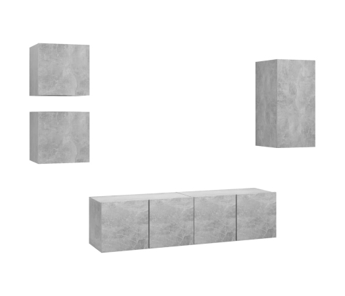 Set de muebles de salón 5 pzas madera ingeniería gris hormigón