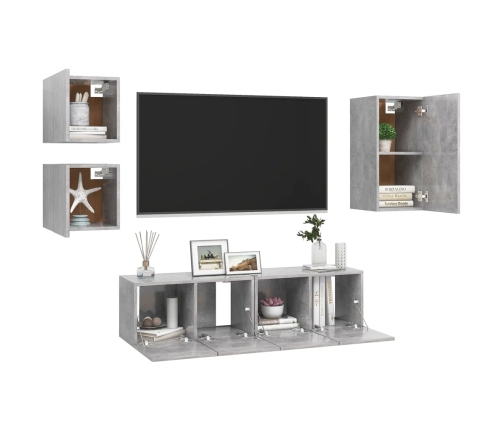 Set de muebles de salón 5 pzas madera ingeniería gris hormigón