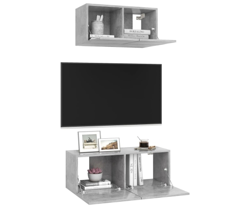 Set de muebles de salón 2 pzas madera ingeniería gris hormigón