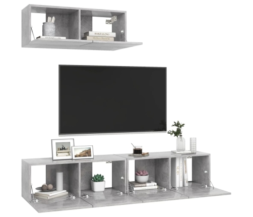 Set de muebles de salón 3 pzas madera ingeniería gris hormigón