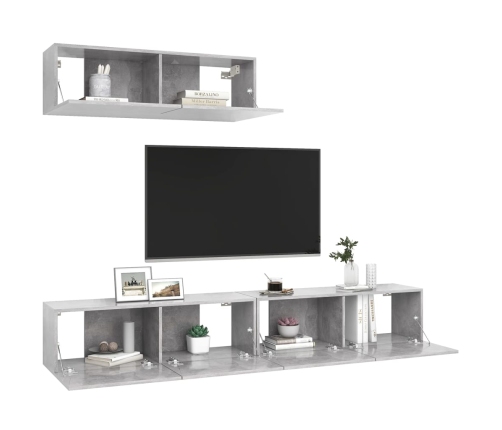 Set de muebles de salón 3 pzas madera ingeniería gris hormigón