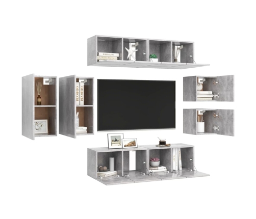 Set muebles de salón TV 8 pzas madera ingeniería gris hormigón