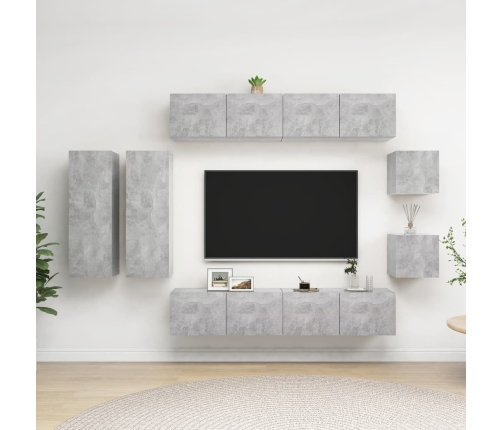 Set muebles de salón TV 8 pzas madera ingeniería gris hormigón