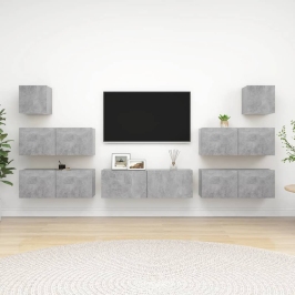 Set de muebles de salón 7 pzas madera ingeniería gris hormigón