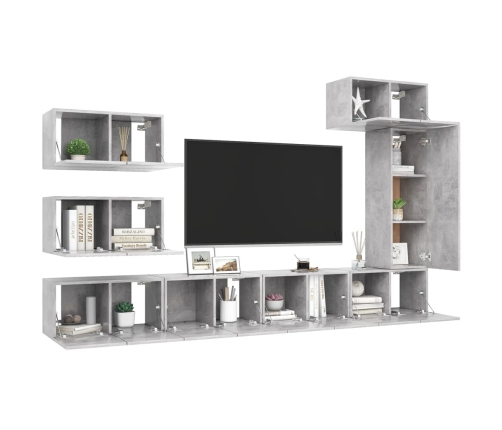 Set muebles de salón TV 8 pzas madera ingeniería gris hormigón