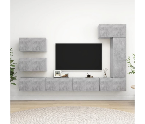 Set muebles de salón TV 8 pzas madera ingeniería gris hormigón