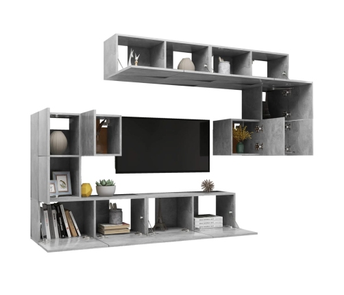 Set muebles de salón TV 8 pzas madera ingeniería gris hormigón