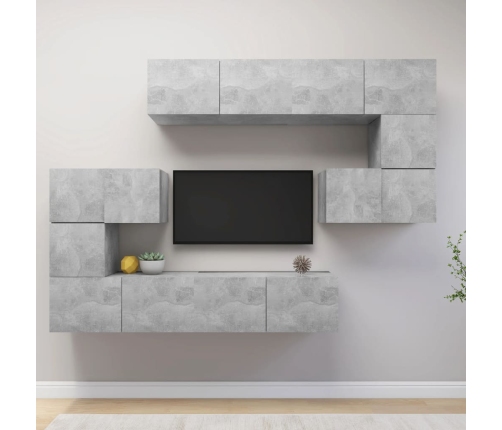 Set muebles de salón TV 8 pzas madera ingeniería gris hormigón