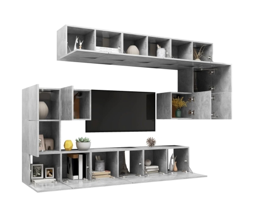 Set de muebles de salón 10 pzas madera ingeniería gris hormigón