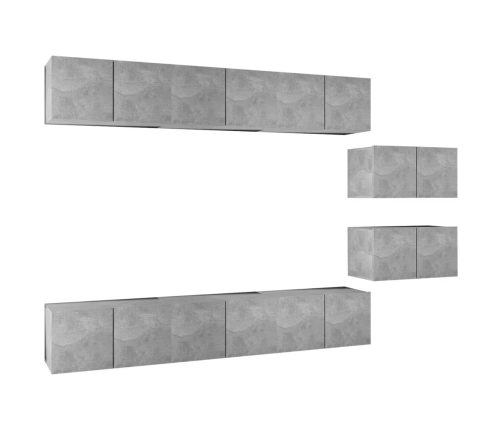 Set muebles de salón TV 8 pzas madera ingeniería gris hormigón