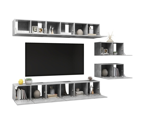 Set muebles de salón TV 8 pzas madera ingeniería gris hormigón