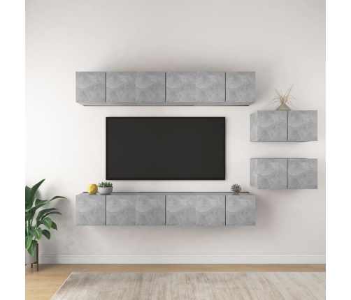 Set muebles de salón TV 8 pzas madera ingeniería gris hormigón