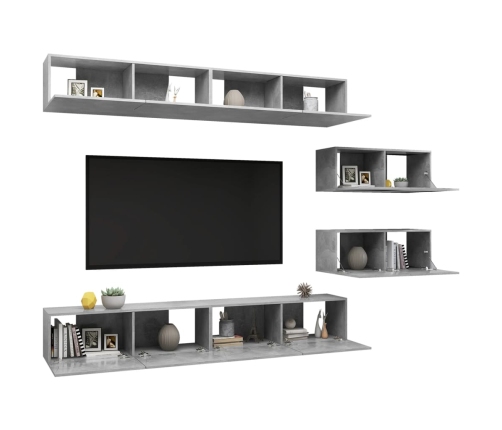 Set de muebles de salón 6 pzas madera ingeniería gris hormigón