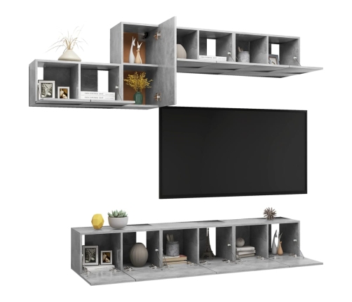 Set muebles de salón TV 7 pzas madera ingeniería gris hormigón