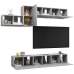 Set muebles de salón TV 7 pzas madera ingeniería gris hormigón