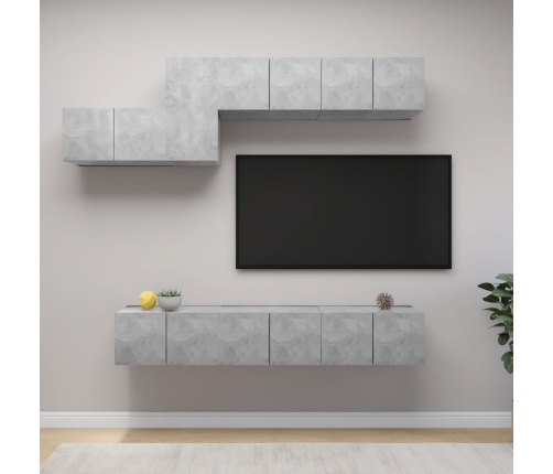 Set muebles de salón TV 7 pzas madera ingeniería gris hormigón