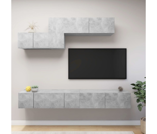 vidaXL Set muebles de salón TV 6 pzas madera ingeniería gris hormigón