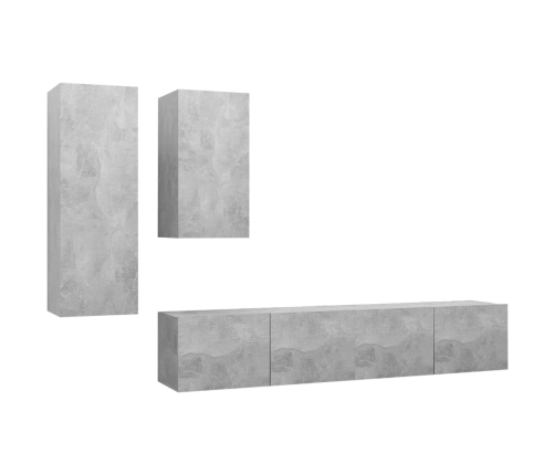 Set muebles de salón TV 4 pzas madera ingeniería gris hormigón