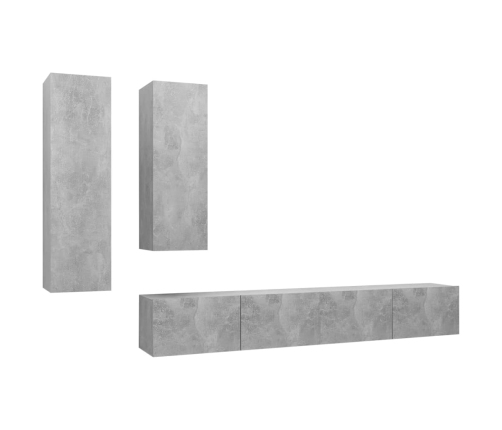 Set muebles de salón TV 4 pzas madera ingeniería gris hormigón