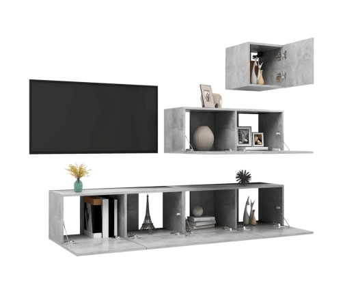 Set de muebles de salón 4 pzas madera ingeniería gris hormigón