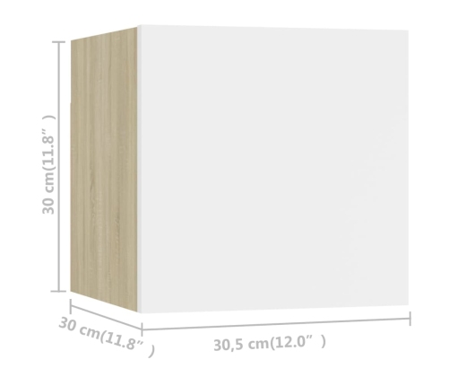 Muebles de pared para TV 8 uds blanco roble Sonoma 30,5x30x30cm