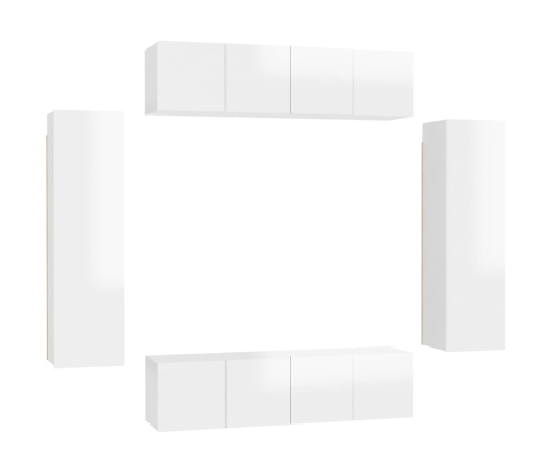 vidaXL Set de muebles de salón 6 pzas madera ingeniería blanco brillo