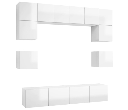 Set de muebles de salón 8 pzas madera ingeniería blanco brillo