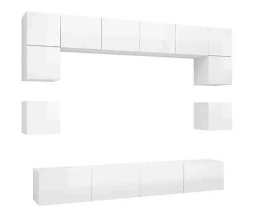 Set de muebles de salón 8 pzas madera ingeniería blanco brillo