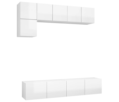 Set de muebles de salón 5 pzas madera ingeniería blanco brillo