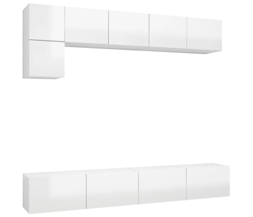 Set de muebles de salón 5 pzas madera ingeniería blanco brillo