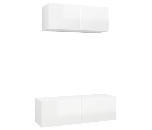 Set de muebles de salón 2 pzas madera ingeniería blanco brillo